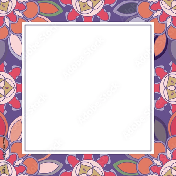 Obraz Oriental ornamental mosaic frame. Asian design for page decoration. Vector background