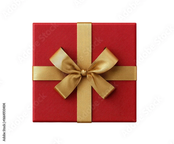 Obraz A red gift box with a gold ribbon bow