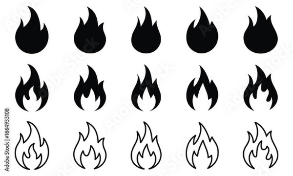 Fototapeta Fire icon vector set. Fire flame icon template. Fire flames symbol vector. Fire flames, set vector icons