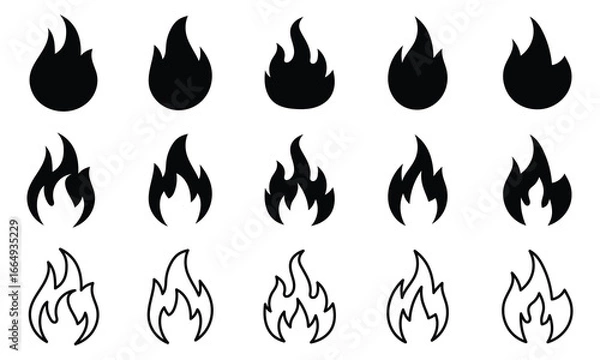 Fototapeta Fire icon vector set. Fire flame icon template. Fire flames symbol vector. Fire flames, set vector icons