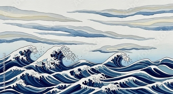 Obraz Powerful Ocean Waves, Artistic Impression.
