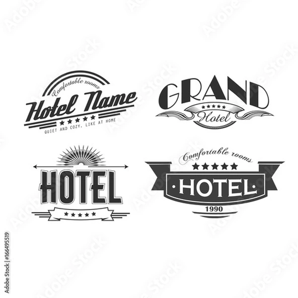 Obraz Hotel retro set label design. Vector illustration
