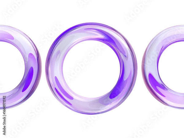 Fototapeta Three overlapping, vibrant purple rings, fluidly marbled