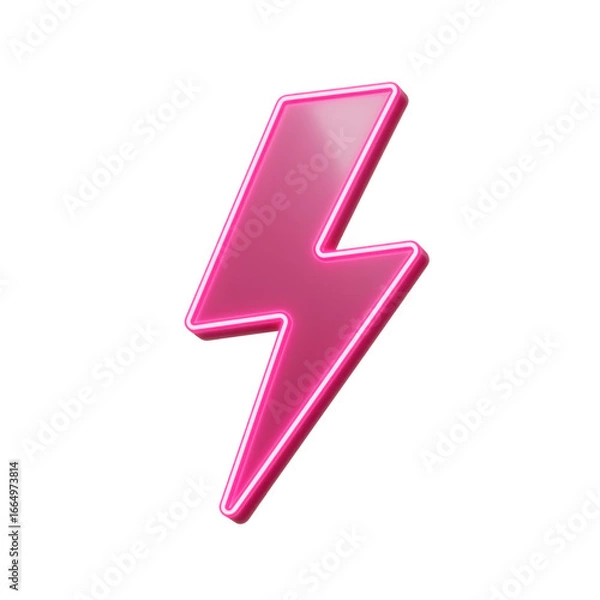 Fototapeta Pink lightning bolt symbol isolated on transparent background