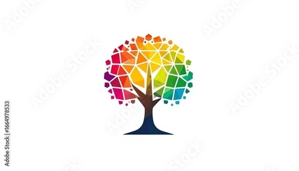 Obraz Colorful, geometric tree logo