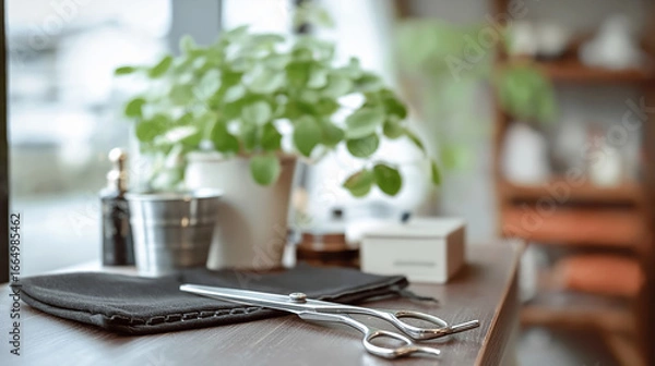 Fototapeta 美容室・ヘアサロンのハサミ。Generative AI