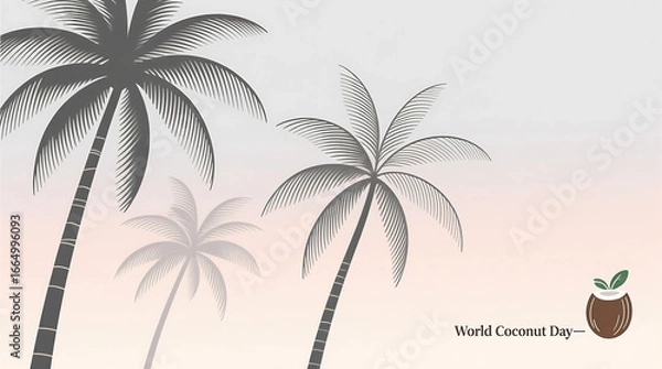 Obraz World Coconut Day Minimalist Palm Tree Illustration