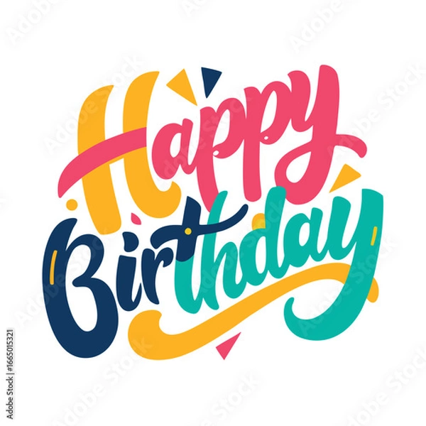 Fototapeta Colorful Happy Birthday Typography with Fun Lettering