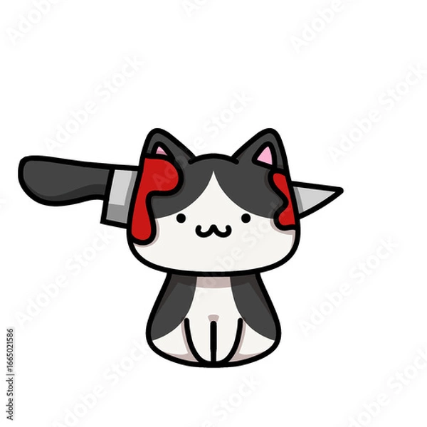 Obraz [Halloween Edition] Kitchen - Tuxedo cat