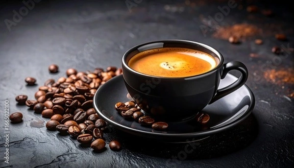 Fototapeta Espresso Coffee Beans Dark Background.