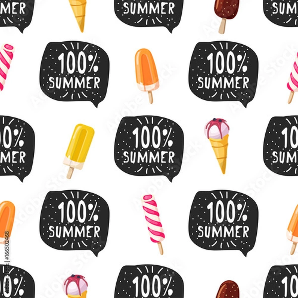 Obraz Ice-cream illustration seamless summer pattern background