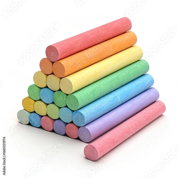 Obraz colored chalk on white background