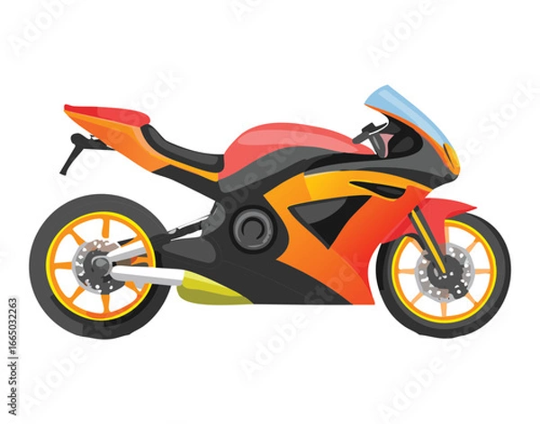 Fototapeta A powerful orange and red sports motorcycle, a sleek and fast illustration of a modern racing bike
