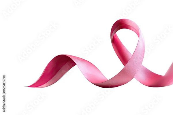 Fototapeta Pink ribbon, subtly textured, flowing design against a black background