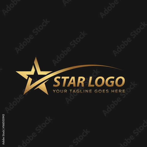 Fototapeta Gold Star Logo with Black Background