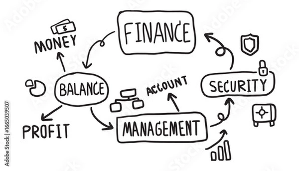 Obraz finance doodle set loop