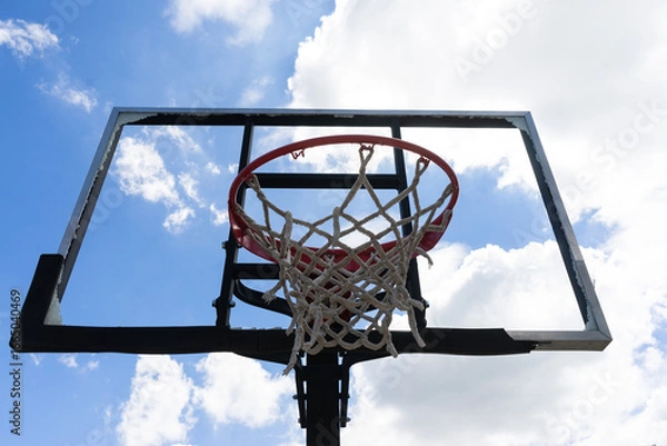 Fototapeta Basketball backboard that is broken, damaged, unusable.