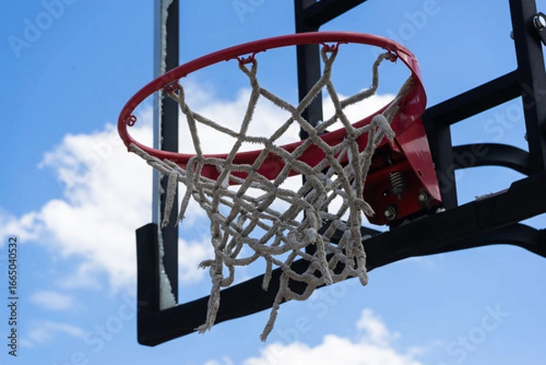 Fototapeta Basketball backboard that is broken, damaged, unusable.