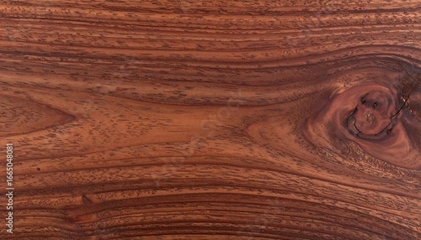 Fototapeta Close-up view of rich, dark wood grain exhibiting intricate patterns and natural wood knots.