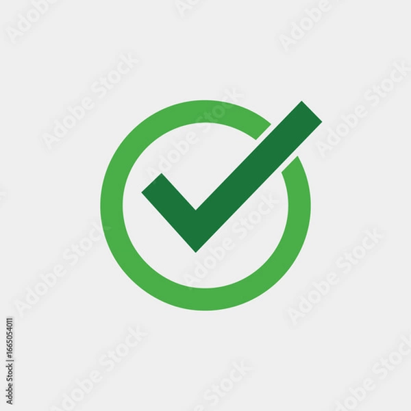 Obraz Green check mark inside a circle symbol approved