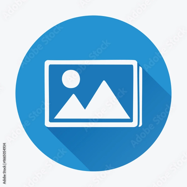 Obraz Landscape picture icon with mountains and sun image