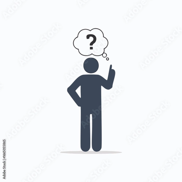 Obraz Person thinking with question mark in thought bubble confusion