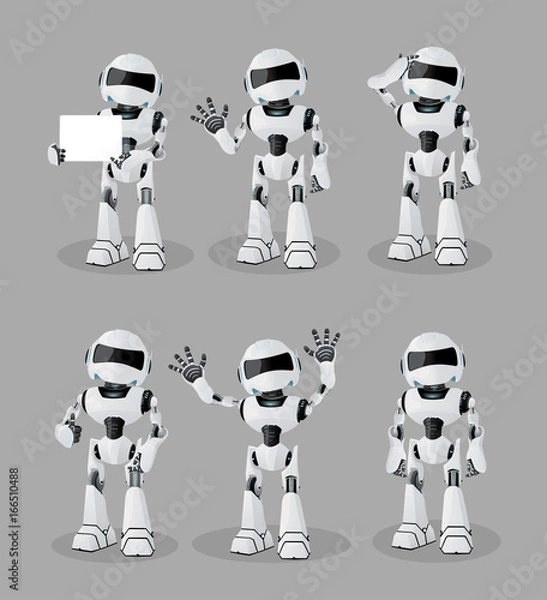 Fototapeta Vector robots, Robots set, realistic robots in vector