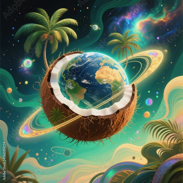Obraz Coconut Earth – Cosmic Tropical Planet in Space