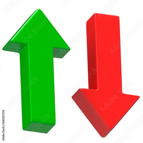 Fototapeta 3D green and red arrows opposite directions