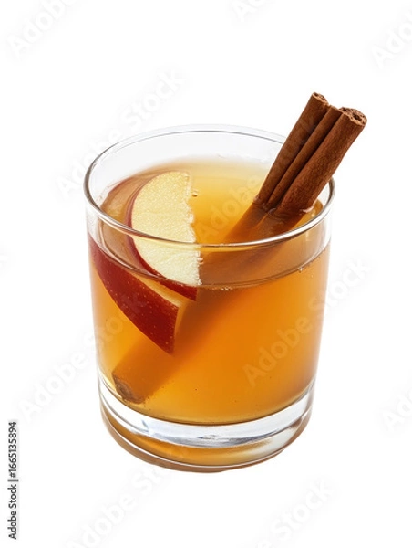 Fototapeta Spiced Apple Cider Cold Served No Shadow on Ultra Clean Background