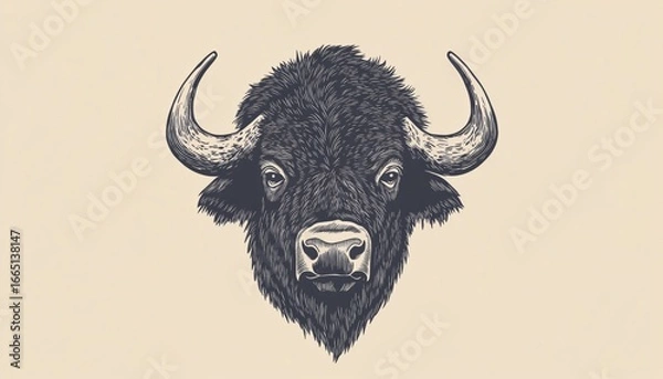 Fototapeta Handcrafted Premium Bison Emblem: Authentic Vintage Graphics. Ideal For Badges, Labels, Signs And Logos. Quality Americana Symbol. Retro Style.