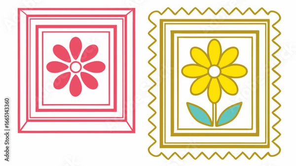 Fototapeta Vector artwork of floral-themed picture frames for decorative and artistic use