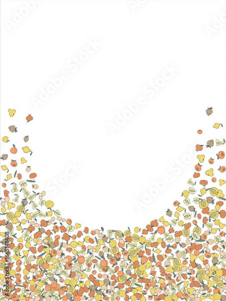 Fototapeta Frame of bright juicy berries. Frame with natural products. Empty space for text. Also can be used as banner, flyer, texture, poster. Hand drawing. Vector background. Illustration