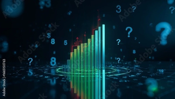 Fototapeta A premium financial stock exchange business concept with glowing candlestick charts, holographic trading data, and futuristic market visualization, Generative AI