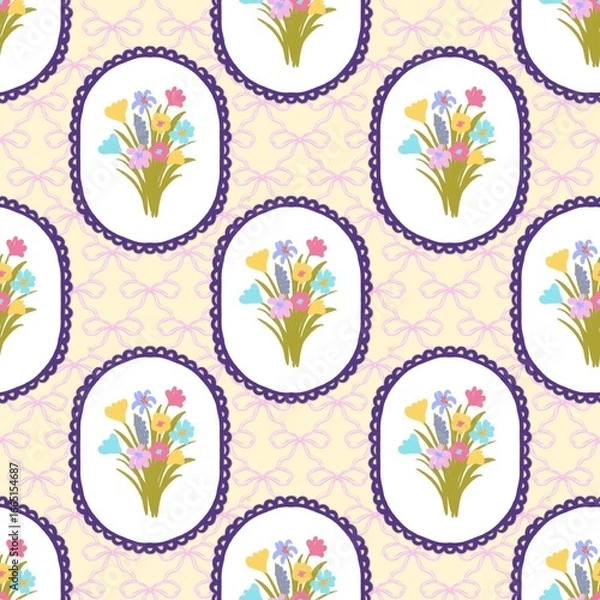Fototapeta seamless pattern white flower with leaves	