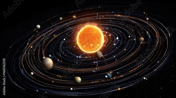 Fototapeta Solar system, orbital paths