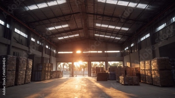 Obraz Warehouse interior at sunrise