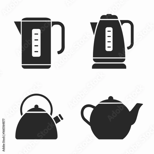 Obraz Kettles and teapots. Vector flat illustration. White background.