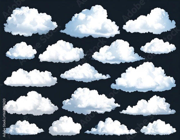 Fototapeta Collection of various cartoon clouds