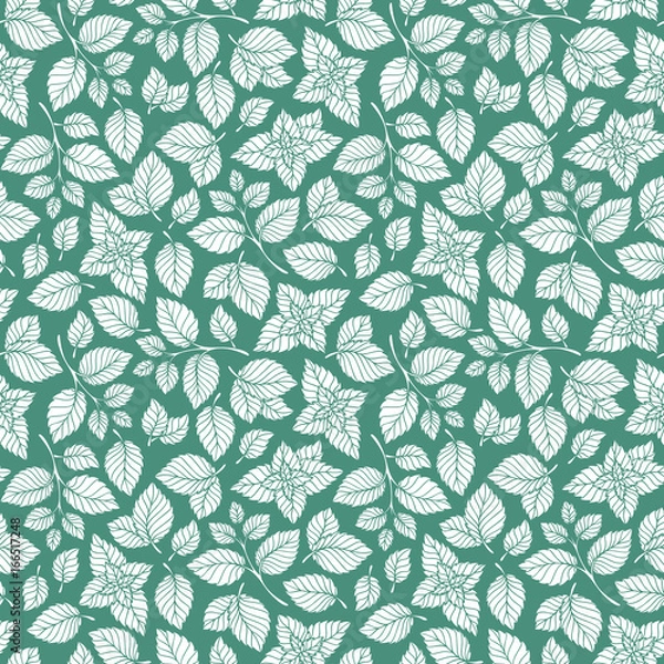 Obraz Hand drawn vector seamless pattern with mint leaves