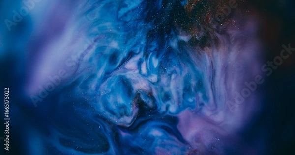 Fototapeta Paint mix. Blur bokeh art. Defocused blue purple multicolor wet texture liquid water floating on abstract dark black creative background.
