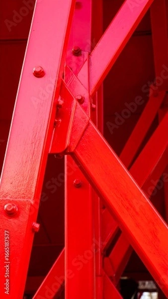 Fototapeta Close-up of red metal framework