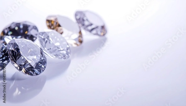 Fototapeta Close-up of several faceted diamonds