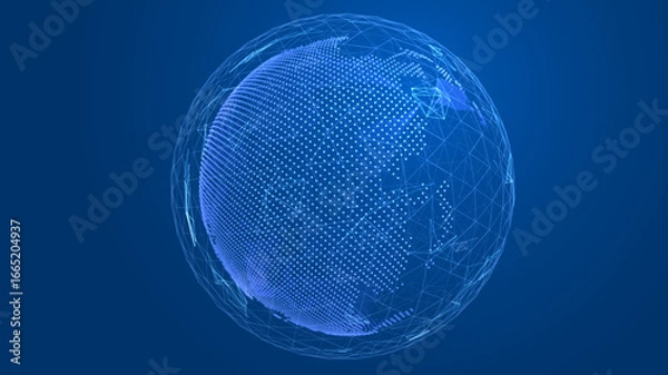 Fototapeta Globe network illustration. Technology digital 3d globe. Digital earth map background. Connection data concept.