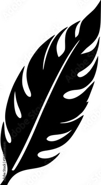 Fototapeta simple black graphic pattern of bird feather, decorative element, logo, design