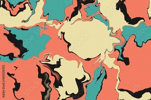 Fototapeta Abstract retro comic style background with bold colorful shapes and black outlines. Stylish texture for posters, banners and modern design.