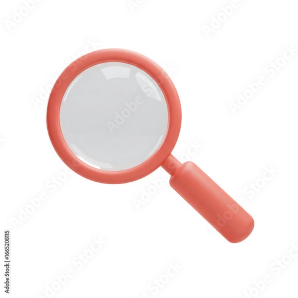 Obraz 3D Rendered Coral Magnifying Glass on Transparent Background
