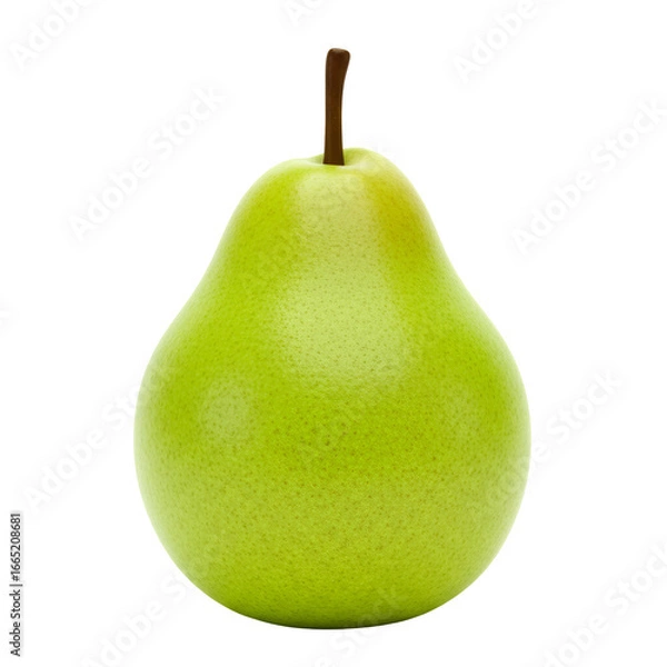 Fototapeta 3D Render of a Single Ripe Green Pear on Transparent Background