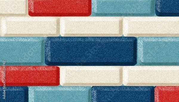 Fototapeta Colorful rectangular bricks in a repeating pattern.