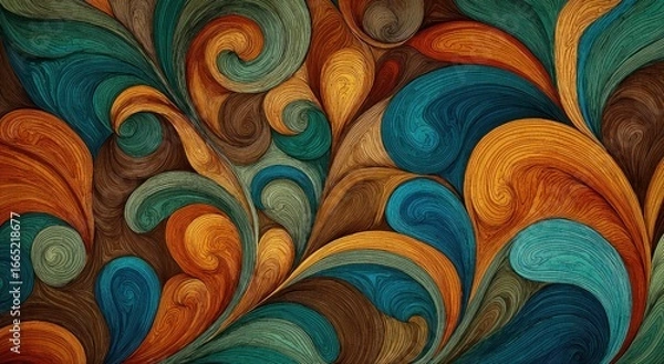 Fototapeta Intricate swirling patterns in rich colors.
